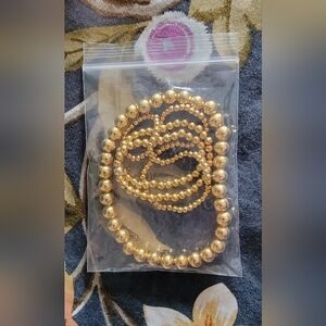 (NWT) 14k GF 3!! Yellow Gold Stretch Bead Bracelets (Will not tarnish)